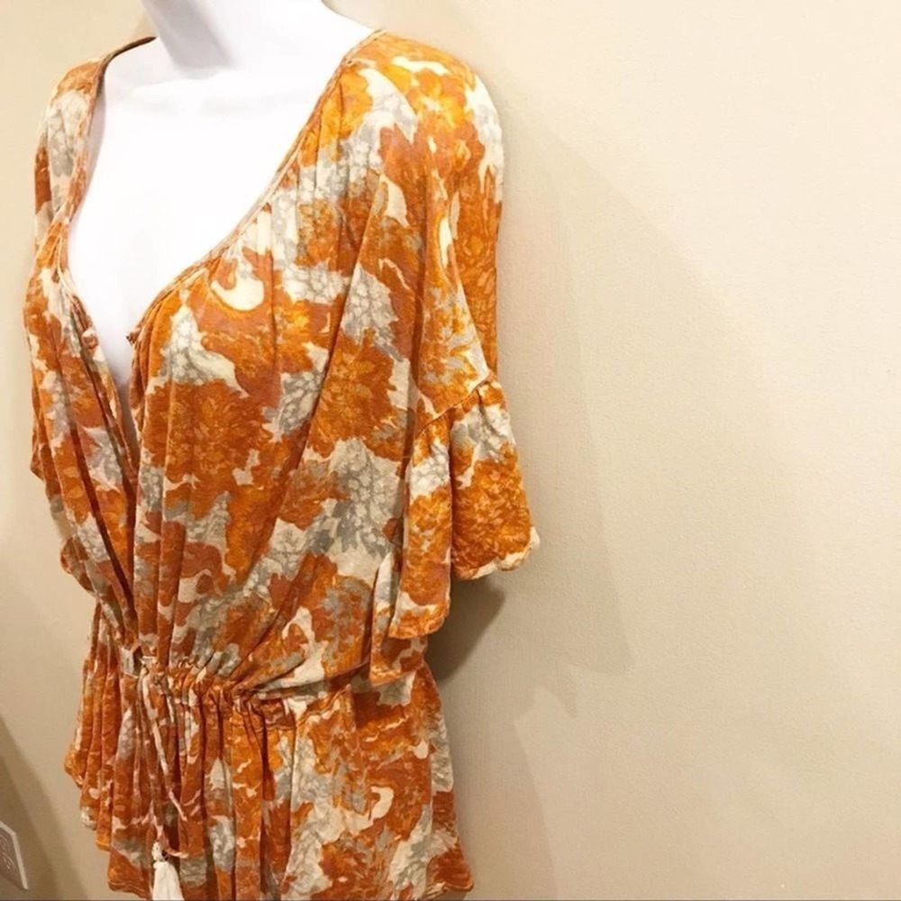 Free People River Bend Top Orange Medium - Picture 7 of 13
